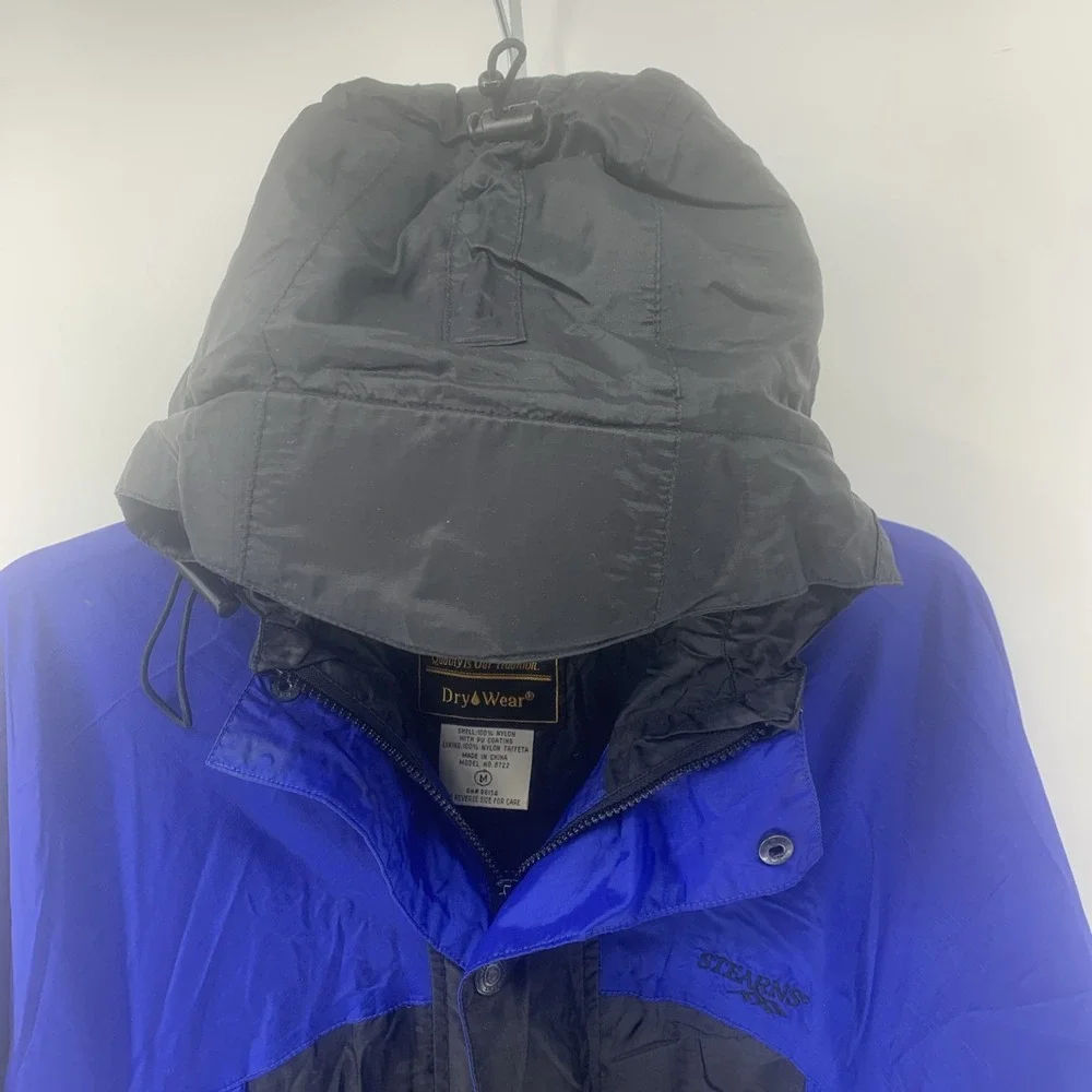 Stearns Dry Wear Water Proof Fishing Jacket Boating Cinch Waist BlueBlack Medium